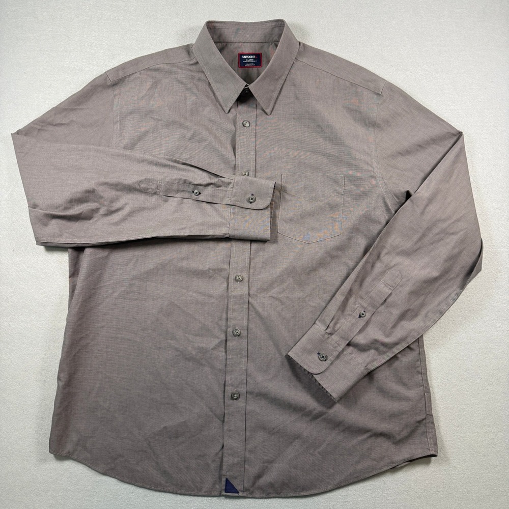 UNTUCKit Button Up Shirt Men XL‎ Gray Regular Fit Wrinkle Free Long Sleeve